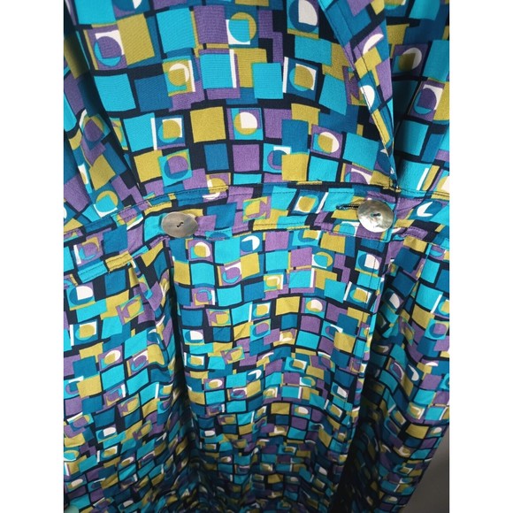 Robbie Bee 100% Silk Sz 10 Maxi Shirt Dress Check Blue Lined Belt Buttoned - Picture 8 of 16